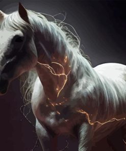 White Horse With Lightning Diamond Painting