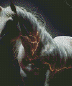 White Horse With Lightning Diamond Painting