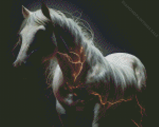 White Horse With Lightning Diamond Painting