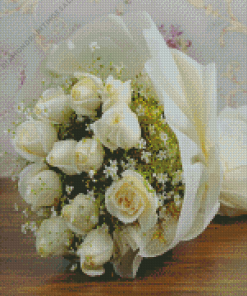 White Roses Bouquet Diamond Painting