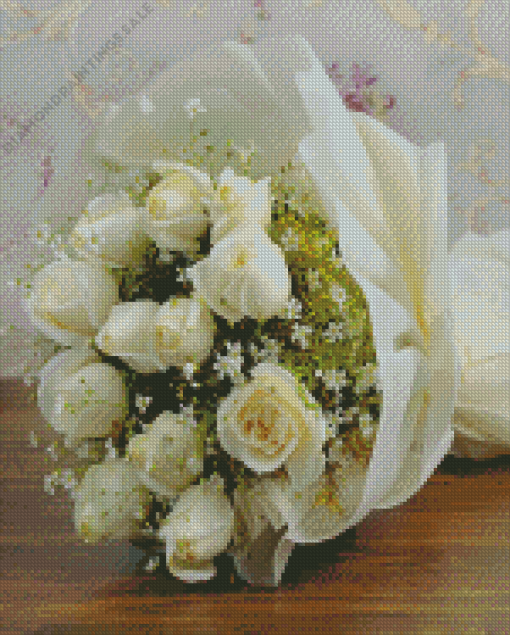 White Roses Bouquet Diamond Painting