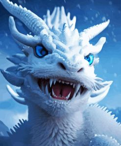 White Snow Dragon Diamond Painting