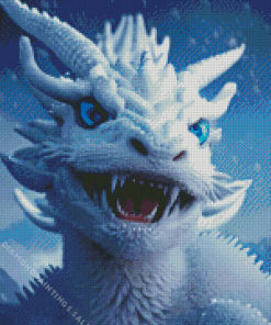 White Snow Dragon Diamond Painting