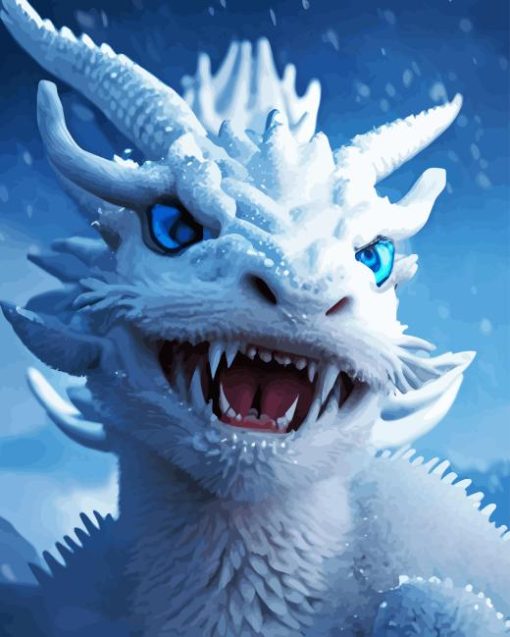 White Snow Dragon Diamond Painting