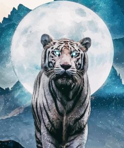 White Tiger And Moon Diamond Painting