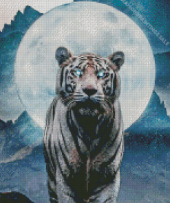 White Tiger And Moon Diamond Painting