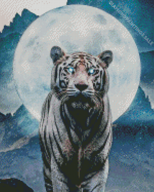 White Tiger And Moon Diamond Painting