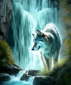 Wolf Waterfall Diamond Painting