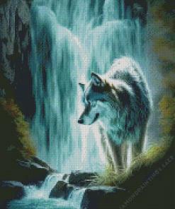 Wolf Waterfall Diamond Painting