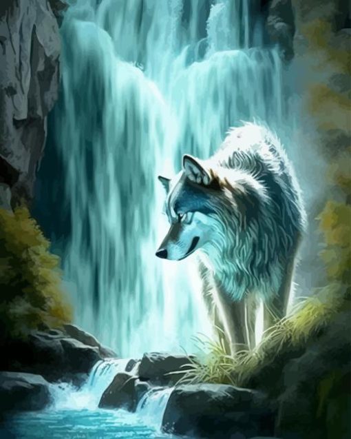 Wolf Waterfall Diamond Painting