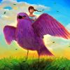 Woman Riding Purple Bird Diamond Painting