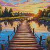 Wooden Bridge On Sunset Diamond Painting