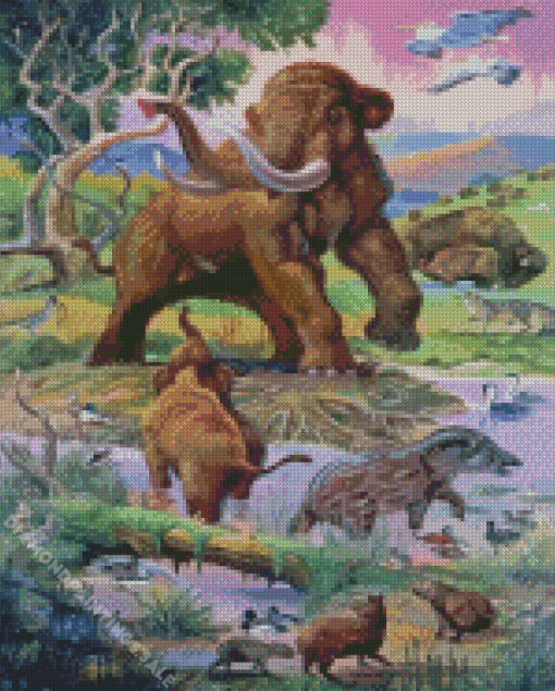 Woolly Mammoth In Jungle Diamond Painting