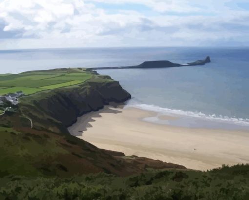 Worms Head Rhossili Diamond Painting