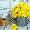 Yellow Flowers In Watering Pail Diamond Painting