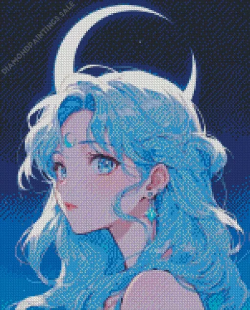 Anime Blue Female Diamond Painting