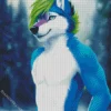 Anime Blue And Green Wolf Diamond Painting