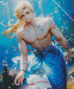 Anime Blue Merman Diamond Painting