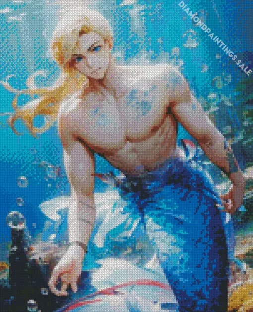 Anime Blue Merman Diamond Painting