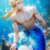 Anime Blue Merman Diamond Painting
