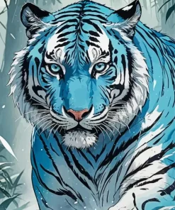 Anime Blue Tiger Diamond Painting