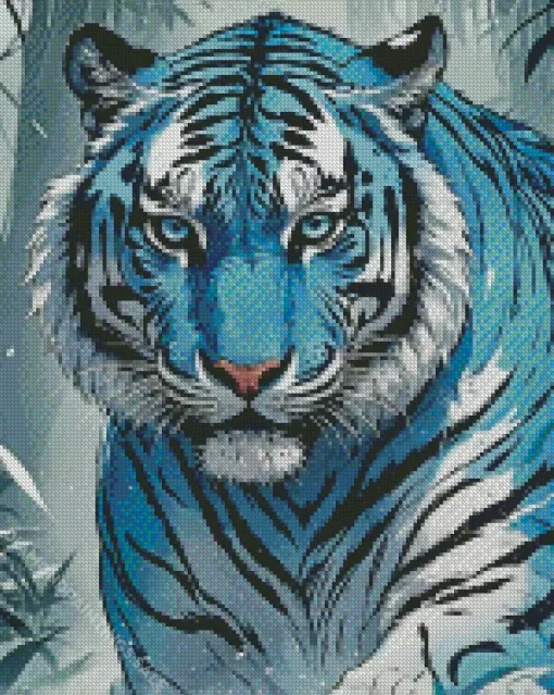 Anime Blue Tiger Diamond Painting