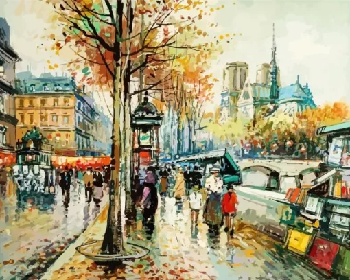 Antoine Blanchard Paris Street Scene Diamond Painting