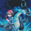 Ash And Blue Charizard Diamond Painting