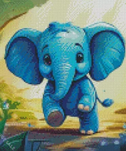 Baby Blue Elephant Diamond Painting