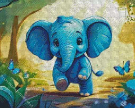 Baby Blue Elephant Diamond Painting