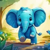 Baby Blue Elephant Diamond Painting