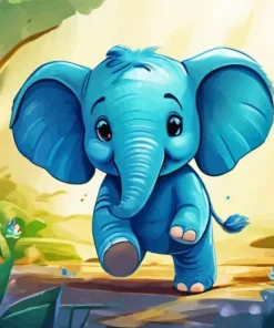 Baby Blue Elephant Diamond Painting
