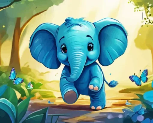 Baby Blue Elephant Diamond Painting