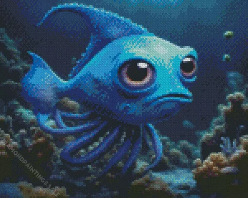 Big Eyed Blue Fish Diamond Painting