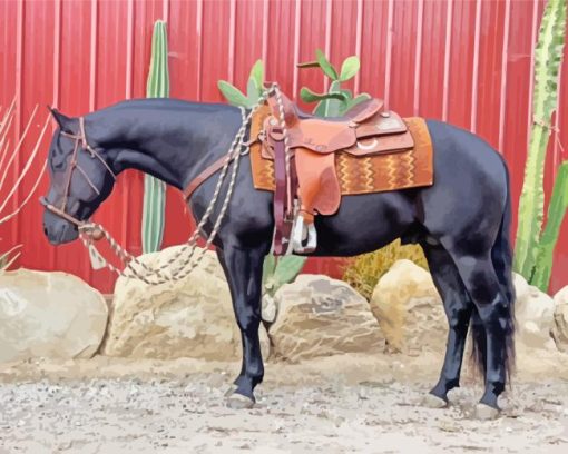 Black Western Horse Diamond Painting