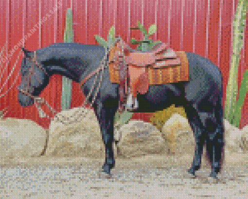Black Western Horse Diamond Painting