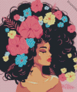 Blooming Black Woman Flowers Diamond Painting