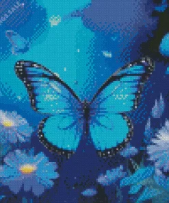 Blue And Black Butterfly Diamond Painting