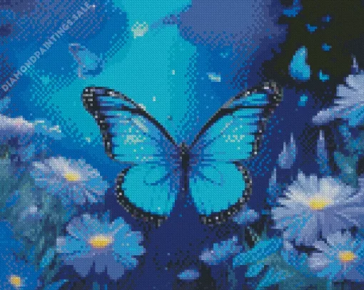 Blue And Black Butterfly Diamond Painting