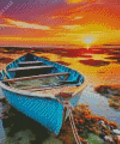 Blue Boat Diamond Painting