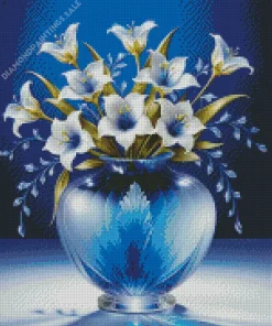 Blue Glass Vase Flowers Diamond Painting