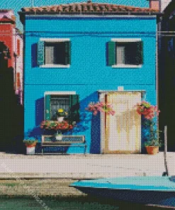 Blue House Burano Diamond Painting