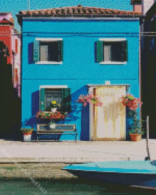 Blue House Burano Diamond Painting
