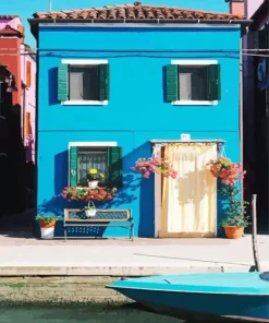 Blue House Burano Diamond Painting
