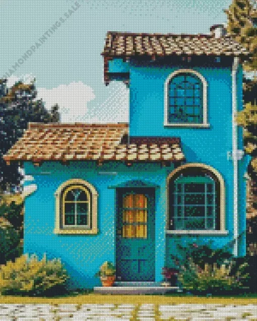 Blue House Diamond Painting