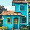 Blue House Diamond Painting