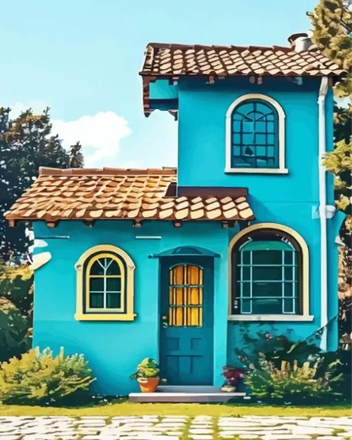 Blue House Diamond Painting