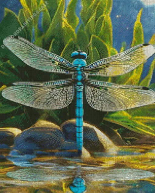 Blue and Black Dragonfly Diamond Painting