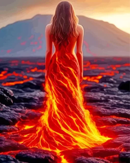 Burning Lava Woman Diamond Painting