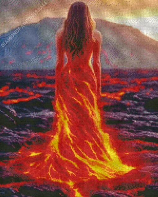Burning Lava Woman Diamond Painting